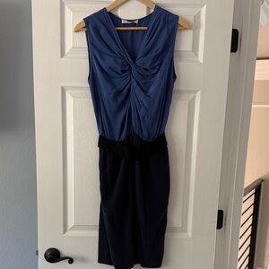 Blue Silk Sleeveless Dress